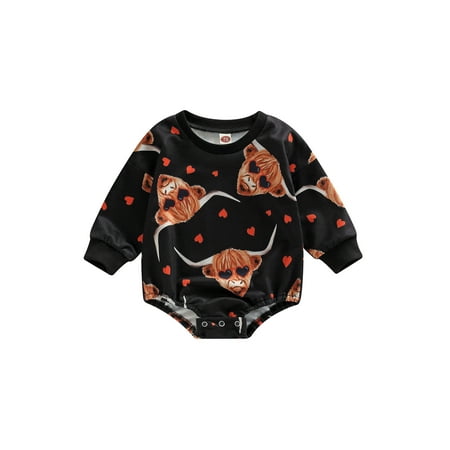 

Ma&Baby Toddler Baby Boy Girl Romper Infant Cotton Long Sleeve Bull Head Print Bodysuit Jumpsuit Clothes