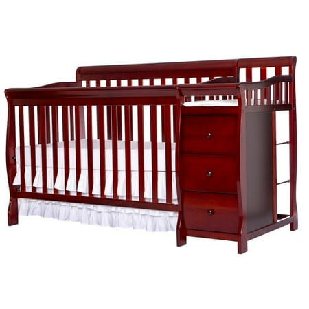 Dream On Me, 5-in-1 Brody Convertible Fixed-Side Crib With Changer, Cherry