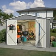 thumbnail image 6 of Outdoor Waterproof Garden Tool Storage Sheds with Metal Foundation with Floor Frame, Tool Shed with Lockable Hinged Doors & Air Vents, Storage House Waterproof for Backyard, Lawn, 6 of 9