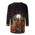 thumbnail image 4 of Mifsaly Halloween Tops for Women 2026 Spooky Witch Print 3/4 Sleeve T-Shirt Casual Fall Novelty Graphic Tees Blouses for Holiday Party Black,L, 4 of 5