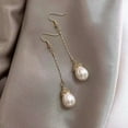 thumbnail image 6 of Hyasfey 1 Pair Faux Pearl Hook Earrings Vintage Elegant Luxury Temperament Golden Short Long Tassel Women Dangling Drop Earrings Jewelry Accessories, 6 of 7
