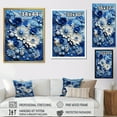 thumbnail image 4 of Designart "Botanical Tiles in Blue and White II" Abstract Framed Wall Art - Modern White Abstract Botanicals Living Room Framed Canvas Art, 4 of 6