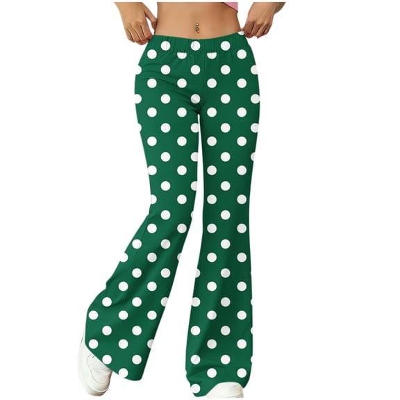 Women's Pants Petite,Women's Polka Dots Printed Flare Leggings High Waisted Yoga Pants Tummy Control Workout Sports Leggings