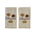thumbnail image 6 of Serafina Home Autumn Fall Bath Fingertip Towels, Ivory Cream Off White, 100% Cotton, Embroidered Leaf Blessed Design, Stitched Border, 2 Piece Set, 6 of 6