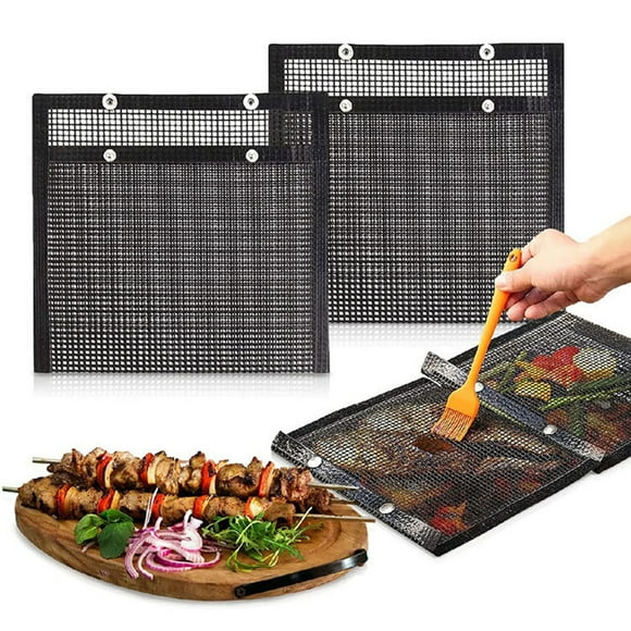 Sunjoy Tech Grill Mesh Bag Non-stick Reusable Outdoor Grill Bag Heat-Resistant BBQ Grilling Accessories for Vegetables Meats Gas Charcoal Smokers Electric Grills