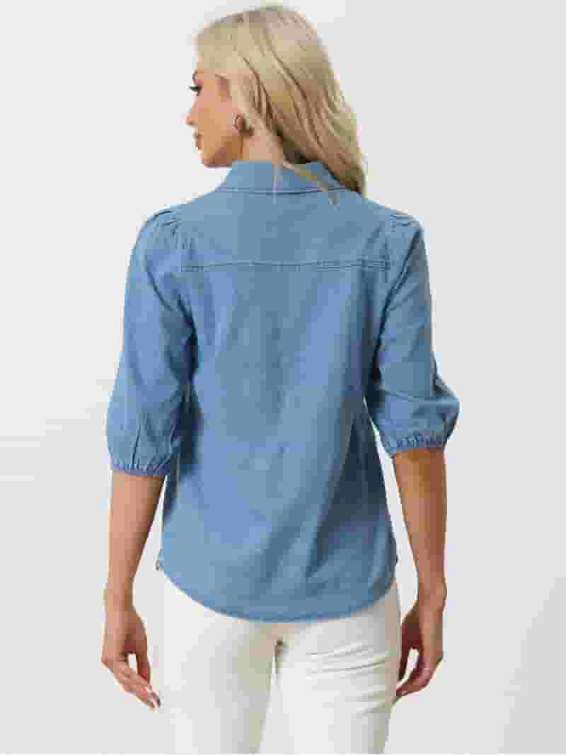 Chic Shoulder Button-Down Denim Dress Chic Shoulder Button-Down Denim Dress