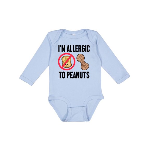 Inktastic Im Allergic to Peanuts Food Allergy Awareness Boys or Girls Long Sleeve Baby Bodysuit
