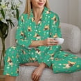 thumbnail image 6 of Fotbe Bulldog Puppy Flower Pattern Long Sleeve Pajama Set for Women,Sleepwear Set,2-piece Loungewear Set,Soft PJs Comfy Nightwear with Pockets -Small, 6 of 7