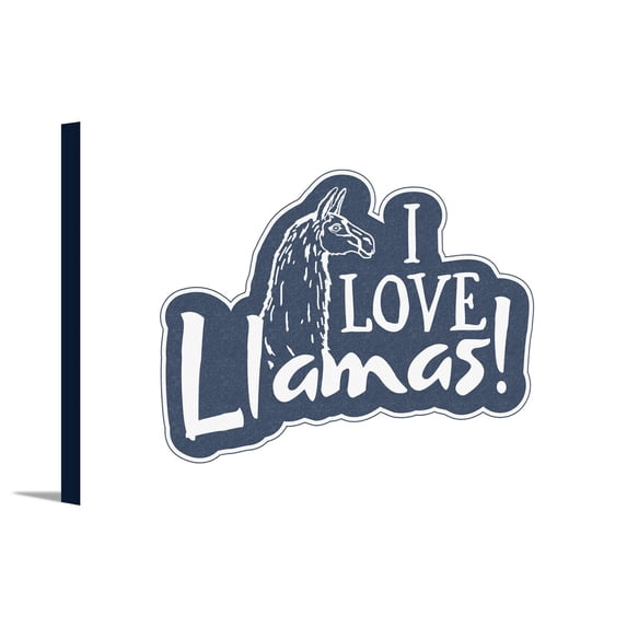 I love Llamas - Die Cut Sticker Style - Lantern Press Artwork (36x24 Gallery Wrapped Stretched Canvas)