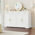 thumbnail image 5 of Homfa Modern Buffet Cabinet with 4 Drawers and 4 Doors, 59" W Sideboard Buffet Storage Cabinet with Shelves, for Kitchen Living Room Bedroom, White, 5 of 7