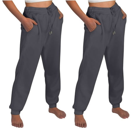ctdiral Lightweight Sweatpants 2 Pcs for Women Elastic Waisted Drawstring Baggy Sweatpants Fall Thin Fleece Athletic Joggers Lounge Tapered Pants with Pocket Dark Gray S
