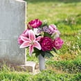 thumbnail image 6 of 20.5-inch Artificial Silk Pink Lily & Peony Mixed Cemetery Large Round Vase, for Indoor/Outdoor Use, by Mainstays, 6 of 8