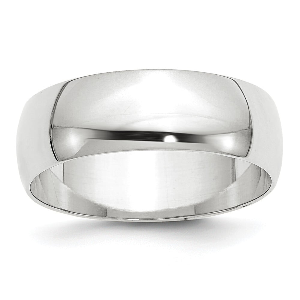 7.5 10K White Gold Half Round Band Size 7.5 10K White Gold Half Round Band Size