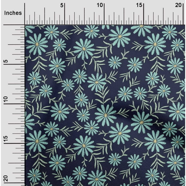 oneOone Popeline de Coton Feuilles & Tissu de Décor Artistique Floral Imprimé BTY 56 Pouces de Large