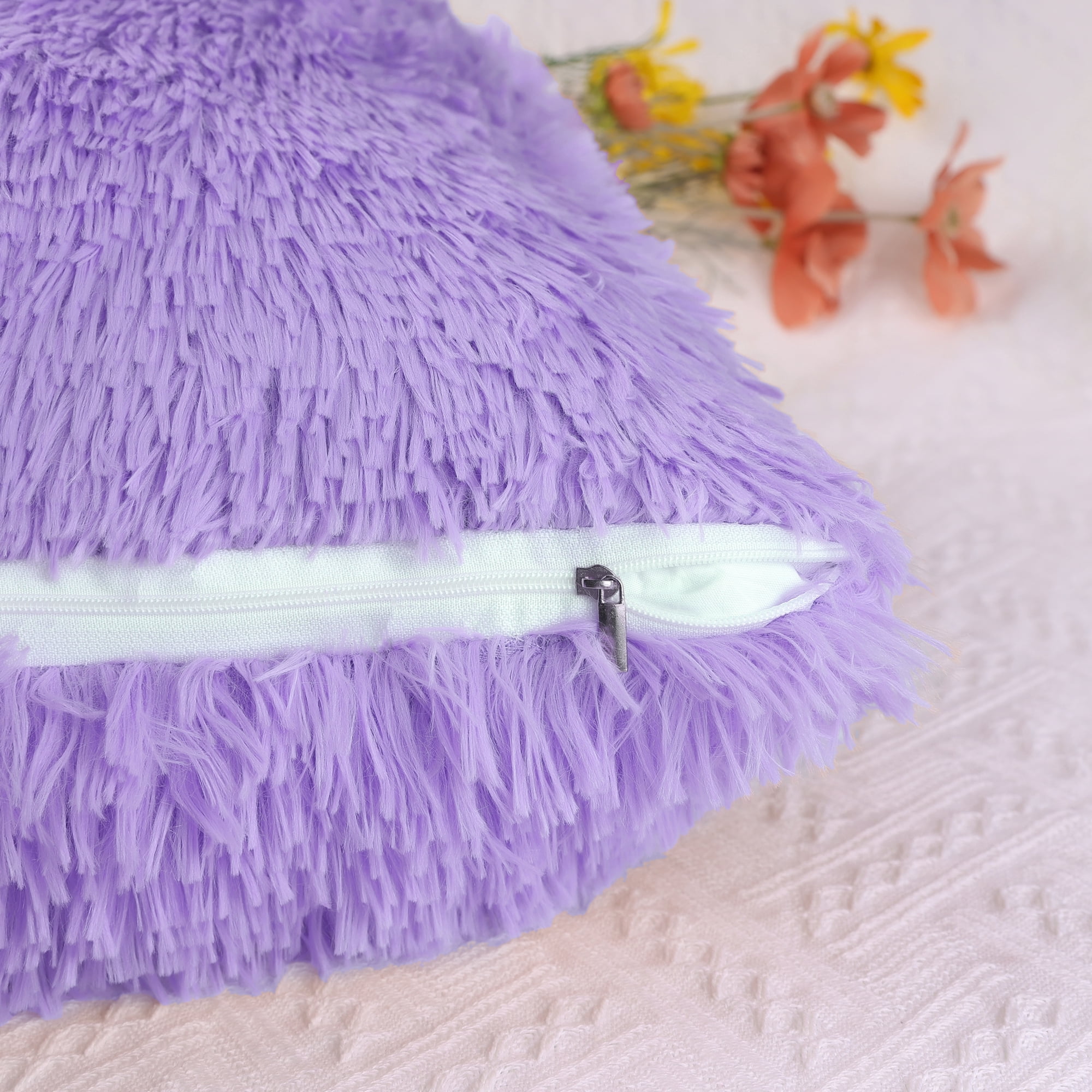 Unique Bargains Soft Modern Home Decor Plush Decorative Throw Pillow Covers (2 Count) Purple 18" x 18"