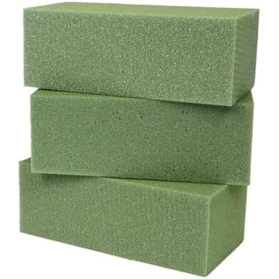 Premium Dry Floral Foam Blocks (3ct) - Green Foam for Flower Arrangements - Styrofoam Block for Artificial Flowers and Plant Decoration, Great for Crafts, Green Foam Bricks, Florist Foam Brick/Block