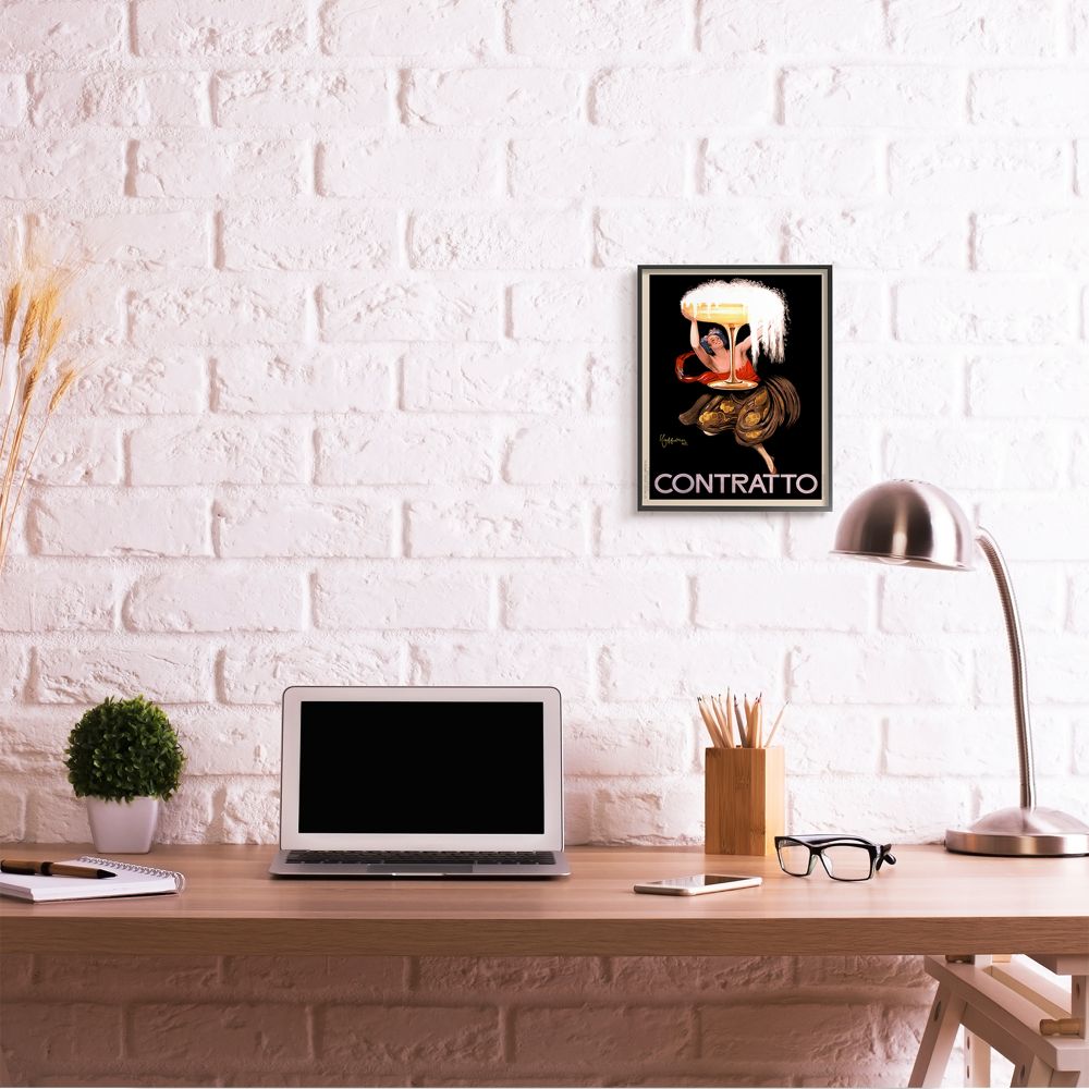 Stupell Industries Vintage Vermouth Cocktail Illustrative Advertisement Contratto Black Framed by Anonymous