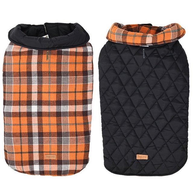 Ropa para perros de otoño e invierno, ropa de algodón grueso, ropa para perros grandes para exteriores, ropa clásica a cuadros de doble cara para perros