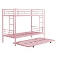 thumbnail image 5 of Twin over Twin Bunk Bed with Trundle, SYNGAR Heavy Duty Metal Bed Frame with Safety Rail Side Ladders for Dormitory Bedroom,No Box Spring Needed, Pink, 5 of 11