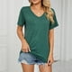 thumbnail image 2 of Bienvenido, camiseta para mujer, manga corta, cuello en V, color puro, informal, para uso diario, para ir al trabajo, compras, verde oscuro, XL, 2 of 6