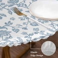 thumbnail image 4 of Pastoral Flowers Round Fitted Table Cover Vintage Light Blue Flower Farmhouse Plant Waterproof Table Cloth with Elastic Edge Wipeable Tablecloth for Picnic Camping Party Fits 36"-44" Diameter, 4 of 8