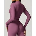 thumbnail image 3 of FEOYA Workout Jackets for Women Long Sleeve Ladies Full Zip Crop Top Lightweight Athletic Slim Fit Yoga Sportwear with Thumb Active Track Jacket Holes XL Purple, 3 of 7