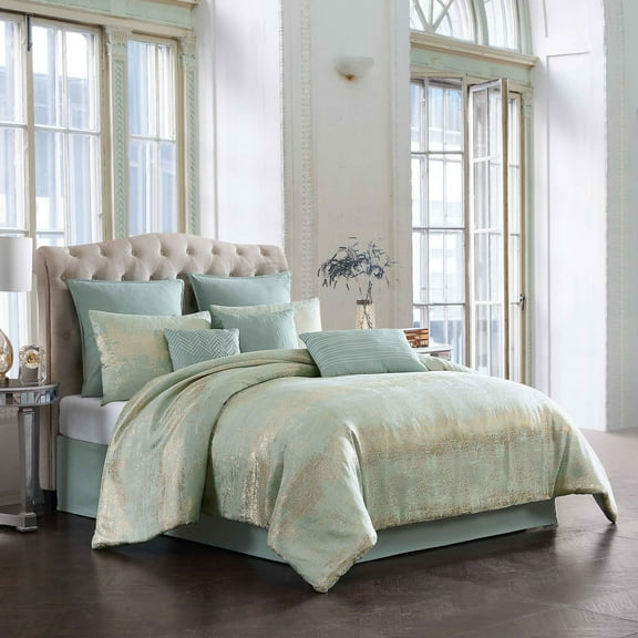 Vesta 9 pc Queen Comforter Set Riverbrook Home Vesta 10 pc Comforter Set Gold/Spa - King - 10 Pieces or More