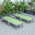 thumbnail image 3 of LeisureMod Marlin Modern Outdoor Chaise Lounge Arm Chair with Grey Powder Coated Aluminum Frame for Patio and Backyard Garden, Set of 2 (Green), 3 of 12