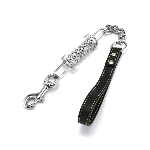 Mogoko Heavy Duty Dog Chain Leash Metal Trainning Leash Metal with Leather Handle 1.57ft
