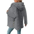 thumbnail image 5 of Women's Mid Length Plush Jacket, Zip Front Hooded Coat with Embossed Pattern, Short Pile Fleece Outerwear, Soft Textured Casual Top, Long Sleeve Everyday Wear Grey XL, 5 of 10