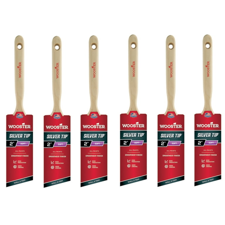 Wooster Brush 5221 2 inch Silver Tip Angle Sash Paintbrush - 6 Pack