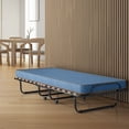 thumbnail image 4 of Cama Plegable Costway con Colchón para Huéspedes Portátil con Ruedas en Espuma de Memoria Estructura en Acero 190 x 80 x 33 cm Azul, 4 of 10