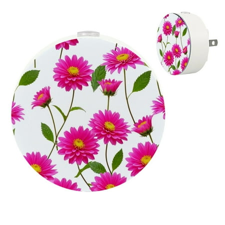 

YZUOUZY Night Lights Plug into Wall LED Lamp Small Bedside Lamps Set of 2 Floral Blooming Flowers