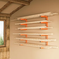 Heavy Duty Wall Mount Lumber Storage Rack with 6 Levels, 1200 LBS Capacity, Orange