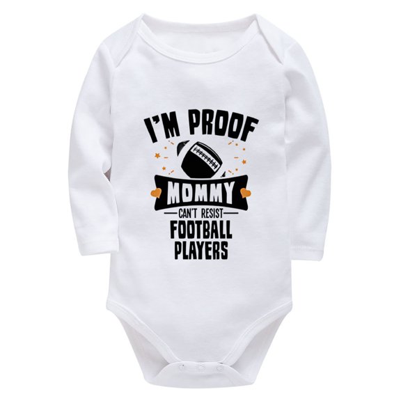 I'm Proof Mommy Can't Resist Football Players Onesie for Baby Boy Newborn Long Sleeve Coming Home Outfit for Baby Girl White