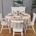 thumbnail image 2 of Bulldog Dog and Flower Florals Round Tablecloth 60"x60",Wrinkle Wipeable Table Cloth for Kitchen Dining Room Picnic Patio Party, 2 of 6