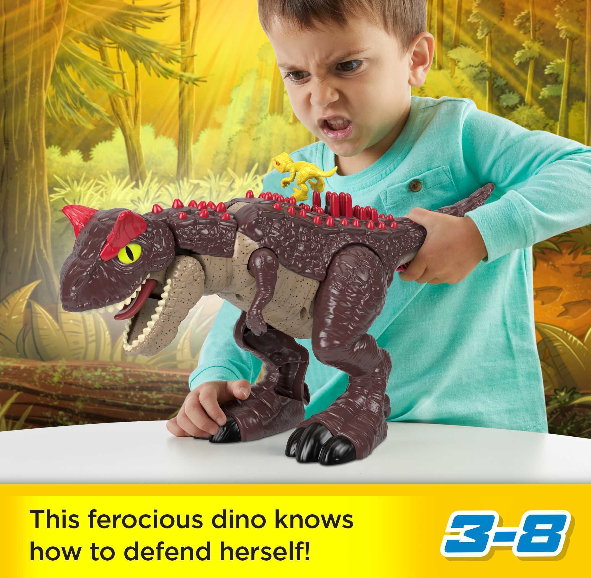 Imaginext Jurassic World Carnotaurus Dinosaur Toy with Spike Strike Action, 2-Piece Preschool Toys