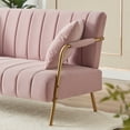thumbnail image 6 of Bianlte Velvet Loveseat Sofa Couch,Modern Comfortable Sofa Loveseat Small Sofa Couch for Living Room Bedroom Apartment Dorm,Gold Metal Leg & 2 Throw Pillows,Pink, 6 of 9