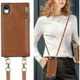 thumbnail image 4 of Crossbody Wallet Case for iPhone XR with Card Slot Holder,iPhone XR Magnetic Flip Folio Purse Case, PU Leather Zipper Handbag with Detachable Lanyard Strap 6.1 Inch (Brown), 4 of 16