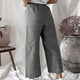 thumbnail image 2 of Pantalones anchos de pierna recta para mujer, cintura elástica a rayas, ajuste holgado, cómodos pantalones casuales, negro XL, 2 of 6