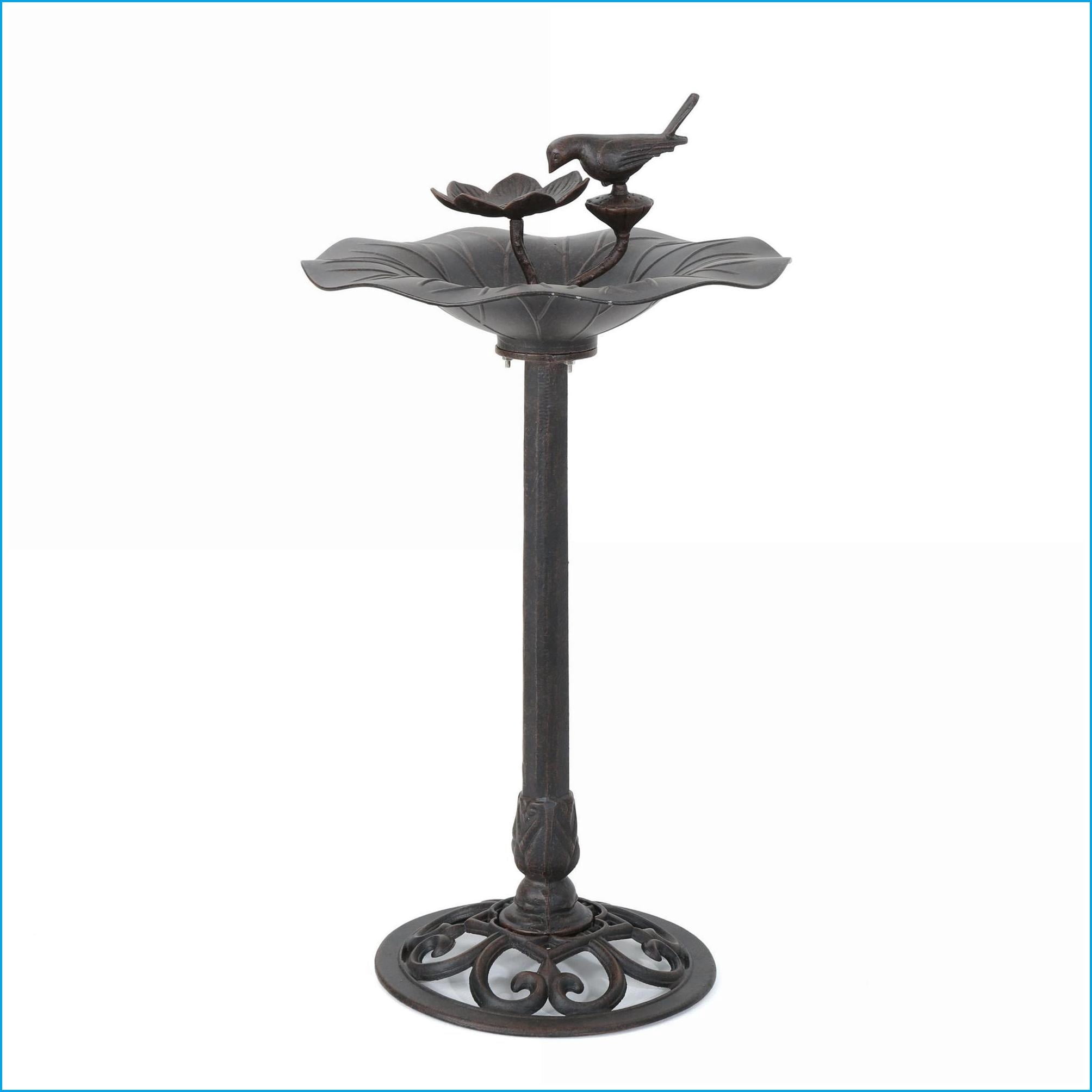Gardening Accessory | Traditional Outdoor Aluminum Iron Bird Bath, Stable Base, For Patio Backyard Garden | Bronze