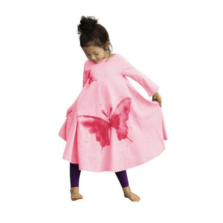 Sale Girls Clothing (2017 New Girls Dress Spring Autumn Children's Clothing Cute Butterfly Long Sleeve 2 Colors Cotton Dresses 1pcs Hot)