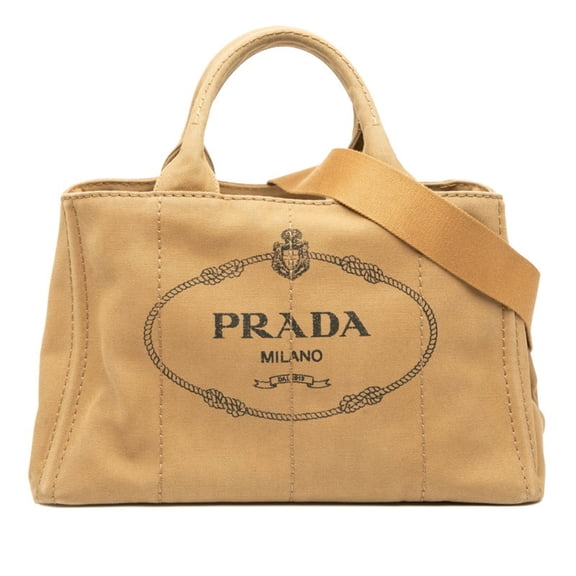 Pre-Owned Prada Canapa Corda Tote Bag/Shoulder Bag with Triangle Logo Plate, 2-Way,... (Good)