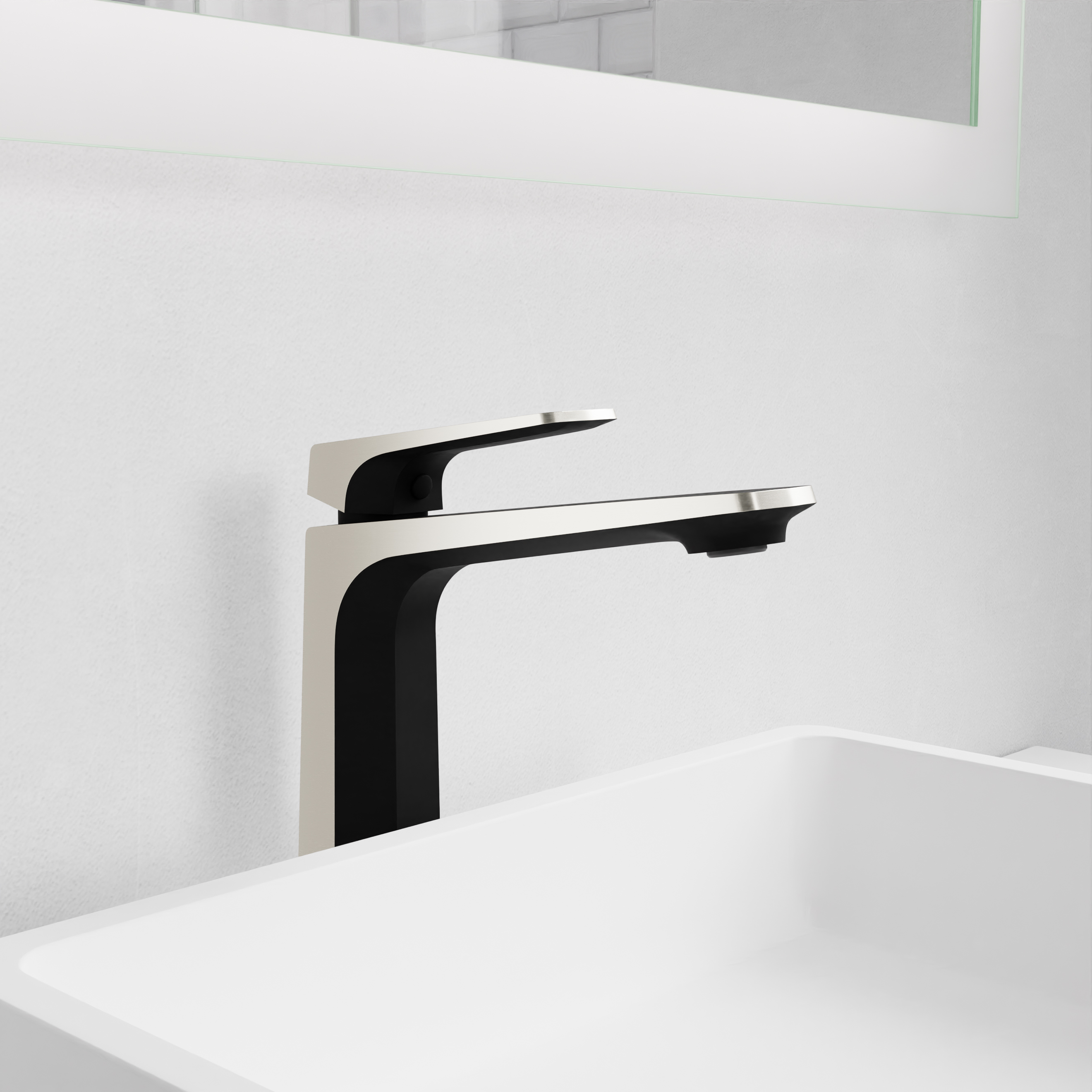 ANZZI Single Handle Single Hole Bathroom Vessel Sink Faucet With Pop-up Drain in Matte Black & Brushed Nickel
