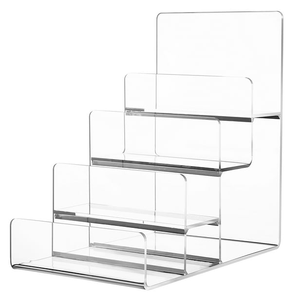 Exhibidor de acrílico transparente multiusos de cuatro niveles, estante elevador para tiendas minoristas y hogar.