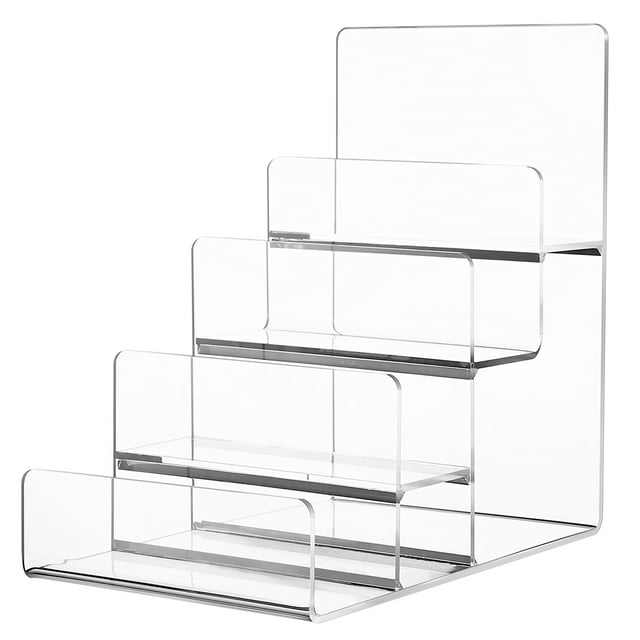 Exhibidor de acrílico transparente multiusos de cuatro niveles, estante elevador para tiendas minoristas y hogar.