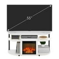 thumbnail image 5 of Furinno Jensen Open Storage Curved Entertainment Center Stand with Fireplace for TV up to 55 Inch, Solid White, 5 of 7