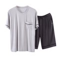thumbnail image 2 of Kureaily Pajamas Mens Short Sleeved Solid Casual Wearable Housewear Suit Mens Pajama Set, 2 of 4