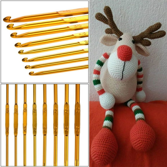 FRCOLOR Unique Crochet Hooks Double End Golden 8Pcs