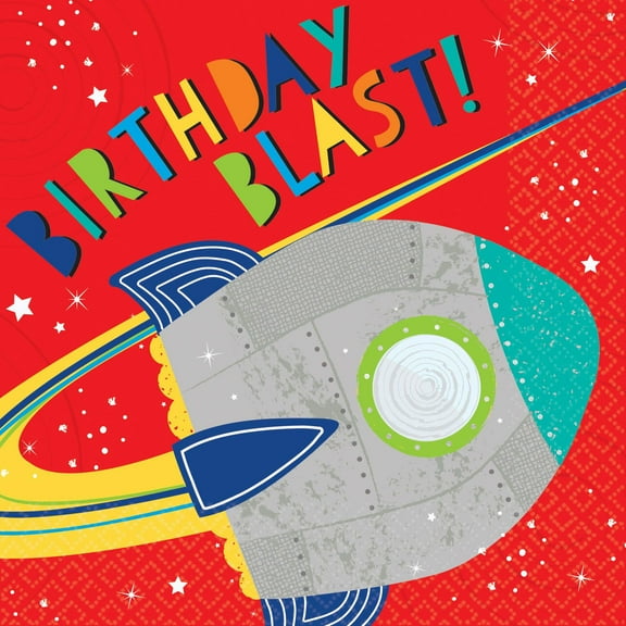 Blast Off Outer Space Rocket Kids Birthday Party Paper Luncheon Napkins